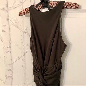 Olive Green High-Low Knotted Dress